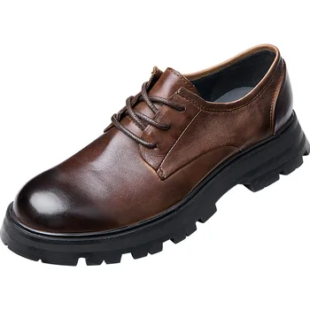 Británico Retro de Alta Calidad de Cuero Genuino Zapatos de los Hombres Todos-partido de Cuero de los Hombres Mocasines Zapatos Zapatos de Conducción Suave de la Moda Otoño Invierno