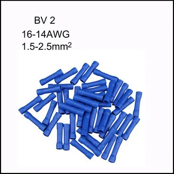 BV2 azul 16-14AWG DEL 27 de pvc+tubular de cobre aislado completamente intermedio de la articulación conector del cable de la terminal prensado en frío de la terminal