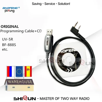 Cable de Programación USB para Baofeng UV-5R UV-82 BF-888S UV-S9 Plus UV-10R UV-82HP UV-5RA Cable de Programación del Controlador Con el Software de CD