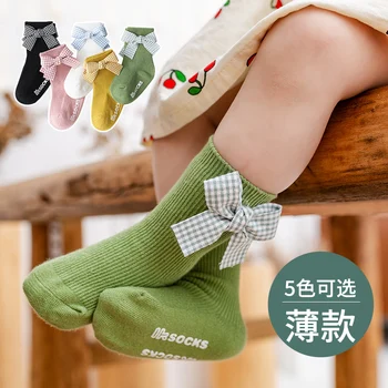Calcetines de las niñas de la primavera y el verano sección delgada nuevo estilo pastoral gran arco de verano coreano marea de algodón puro de verano de la princesa de calcetines