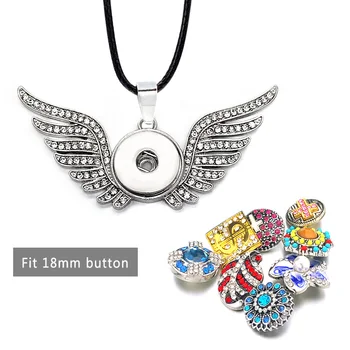 Caliente de la Moda de Metal Intercambiables Ala Jengibre Collar de Cristal 134 Ajuste de 18mm Botón Snap Colgante del Encanto de la Joyería Para las Mujeres de Regalo