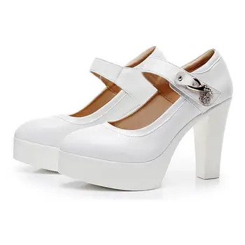 Caminar con Tacones Altos Blancos Modelo de Plataforma Única de Zapatos de Mujer tallas Grandes Zapatos de Sy-2833