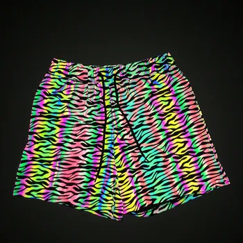 Cebra-raya de colores Reflectantes de pantalones Cortos de los Hombres de la Calle Hip Hop Pantalones Cortos con Cintura con Elástico de Punto Transpirable Deporte Running Shorts