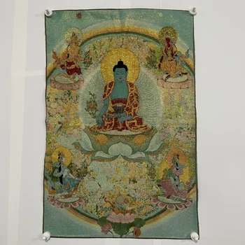 China Viejo Tíbet Seda Thangka Como Colgar La Pintura Fengshui Tibetano Cuatro Brazo De Buda