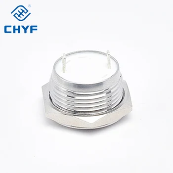 CHYF corto de cabeza plana de metal interruptor de botón 12/16/19/22MM con la señal de encendido del led Con la línea de soldadura