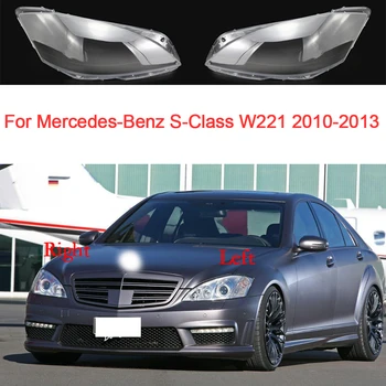 Coche Cubierta de la Lente Para Benz S-clase W221 2010 2011 2012 2013 a la Izquierda/Derecha Transparente Lámpara de los Faros de Cristal de Coche Accesorios