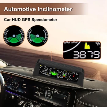 Coche HUD Inclinómetro Head Up Display GPS Velocímetro MPH Brújula Digital Ángulo de la Pendiente Metros de Altitud Calibre para Vehículos Off-Road