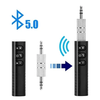 Coche Inalámbrico Bluetooth Receptor de Jack de 3,5 mm AUX de Audio Inalámbrico para Coche de Receptor de Audio del Teléfono Móvil BT 5.0 Altavoz Adaptador de manos libres
