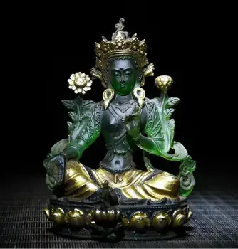 Colección Archaize de Colores de esmalte Verde tara Buda Escritorio Ornamento de la artesanía de la estatua de