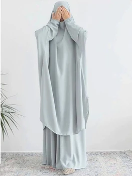 Con Capucha De La Mujer Musulmana Con Hiyab Vestido De Oración Prenda Jilbab Abaya Largo Khimar Eid Ramadán Vestido De Abayas Falda De Conjuntos De Ropa Islámica Niqab