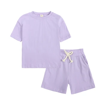 Conjuntos de ropa de la madre de los niños 3-11 años de edad de verano camiseta T-shirt + cinco pantalones de algodón de la moda casual de niños de bebé y ropa de niñas