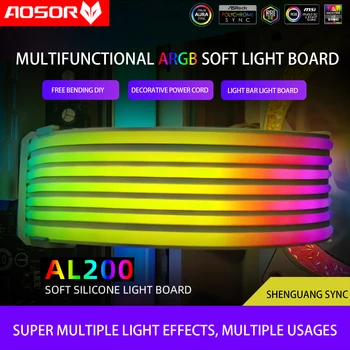 COOLMOON AOSOR AL200 LED de Luz de Tira de la PC de la Retroiluminación de Luz Flexible de la Barra de 5V ARGB Aura de Sincronización Multifuncional de BRICOLAJE para 24PIN de la Placa base
