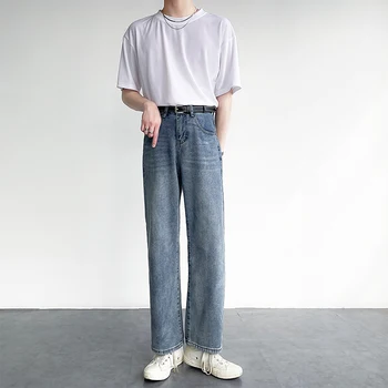 Coreano de la Moda de los Hombres Pantalones de Alta Calidad Vintage Casual de Jeans Ropa de Pantalones Bordados Oversize de Primavera de los Hombres Pantalones de U106