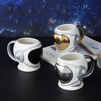 Creative 3D Casco de Astronauta de Modelado de la Copa de la Aviación Tapa Taza de Cerámica Taza de Café de Gran capacidad en la Decoración del Hogar de Taza de Agua de 550 ml