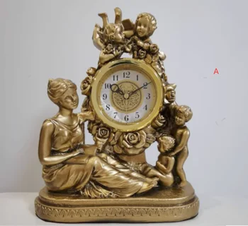 Creativo de la resina de estilo Europeo reloj Bellezas Figura de Artesanía de la Casa de Estudio Sala de estar en el Escritorio de Oficina Decoración