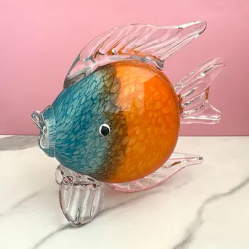 Cristal De Pescado Animal Estatuilla En Miniatura De Cristal Soplado A Mano De Peces Escultura De Decoración Para El Hogar En El Tanque De Peces De Adorno