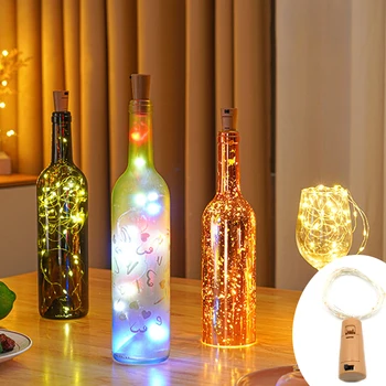 Cuento de Luz 10Pcs 5Pcs LED de la Botella de Vino de Corcho Luz de Cadena Colgante de la Batería de la Guirnalda de la Navidad al aire libre de la Fiesta de la Boda Decoración