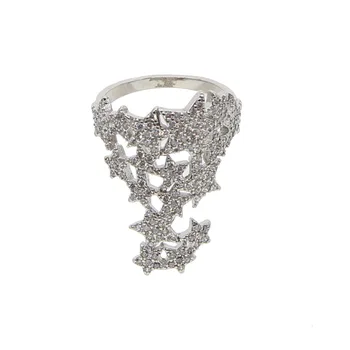 CZ cúmulo de ESTRELLAS el menor dedo de los anillos elegante impresionante fiesta de mujeres de regalo de la joyería de plata de color de la ostentación de lujo de la estrella de la joyería