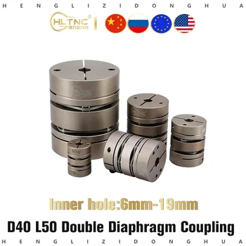 D40L50 6-19 de Aluminio flexible acoplador de alta torsión doble de doble diafragma de acoplamiento con elástico conector para cnc de la impresora 3d