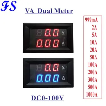 DC 0-100V Voltímetro Amperímetro DC 0-5A 10A 20A 50A 100A 200A 300A 500A 1000A Digital LED de Corriente de Voltaje 0.28