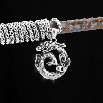 De Acero inoxidable de la Vendimia Viking Flying Dragon Collar Nórdico de los Hombres de Alta calidad de la Calle de la Cola de la Serpiente Amuleto Colgante de Joyería de Moda