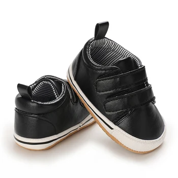 De Bebé recién nacido de la PU de Cuero Zapatos de Bebé de Primera Caminantes Calzado de Goma antideslizante Niño Zapatos de Bebé
