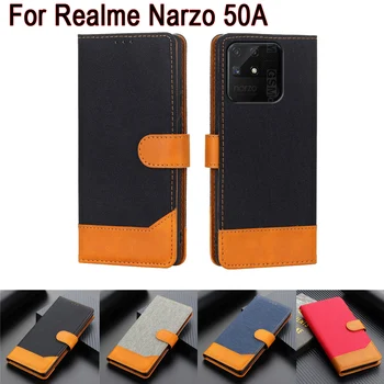 De cuero de la caja del Teléfono Para Realme Narzo 50A Tapa Flip Wallet Stand de Protección de Shell Estuche Libro Para Realme RMX3430 Narzo50A Caso