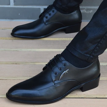 De Cuero DE los hombres Zapatos Formales de Encaje Hasta Zapatos de Vestir Oxford, la Moda Retro Zapatos Elegantes de Trabajo Calzado de los Hombres Zapatos de Vestir