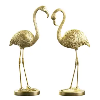 De Estilo nórdico de Lujo de Oro Flamingo Estatuilla a Casa de Resina Decoración de Artesanías mueble de TELEVISIÓN de la Decoración de la Personalidad Creativa Adornos