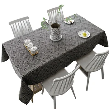 De estilo nórdico occidental mantel Bohemio negro mantel rectangular de estilo sencillo y moderno, el algodón y el lino té a la luz de mesa de lujo