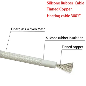 De fibra de vidrio Caucho de Silicona 17/15/13/11/9/7/5AWG de Calefacción de Alta Temperatura Cable de 300 ℃ Estañado Núcleo de Cobre en el Horno de Calentamiento de Alambre