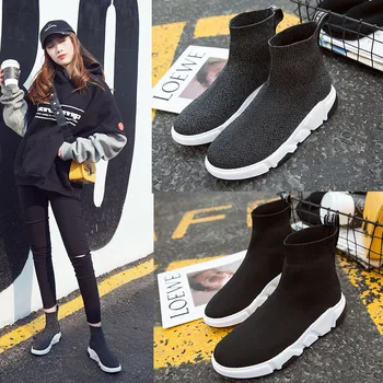 De las nuevas mujeres de la moda de los calcetines zapatos de la versión coreana de fondo plano todos-partido de los deportes de zapatos casual ligero, transpirable zapatillas