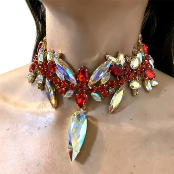 De lujo hechos a Mano de Cristal de gota de agua, Colgante, Collar para las Mujeres de la Moda Exagerada Gargantillas Collar de Accesorios