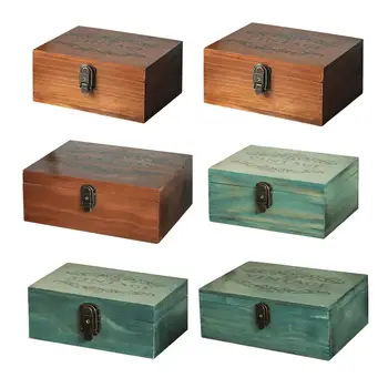 De madera Caja de Almacenamiento de Cajas de Regalo del Recuerdo Baratija Cuadro Organizador con Tapa