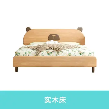 De madera maciza cama Moderna sencillo para niños cama Individual cama de la Princesa de cama de Alquiler de 1 m pequeña cama de 1,5 m de madera de goma cama doble
