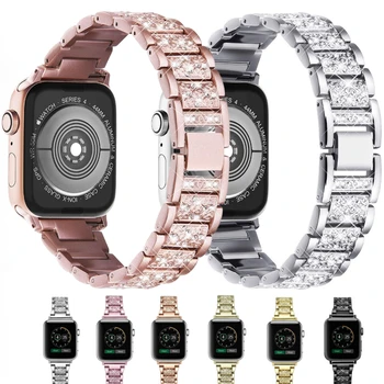 De Metal de Diamante de la Banda de Reloj De Apple watch 49 mm 45 mm 41 mm 44 mm 40 mm 42 mm de la Pulsera de la pulsera Para el iWatch de la Serie Ultra 8 7 6 5 4 3 SE