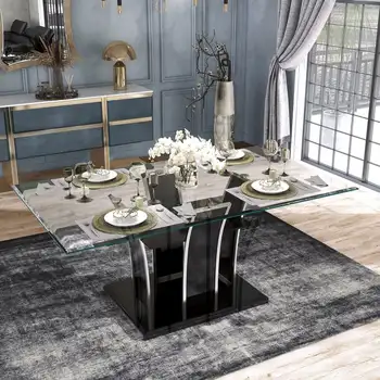 De Metal Mesa de Comedor de 72 en la Moderna mesa de comedor con mesa de vidrio de 4 a 6 personas la casa los muebles de moda
