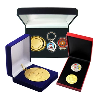 De regalo Fabricantes de Lujo de encargo de la Joyería de la Medalla de la Moneda de visualización de Pequeñas Cajas de Empaquetado del Oro Con el Logotipo de