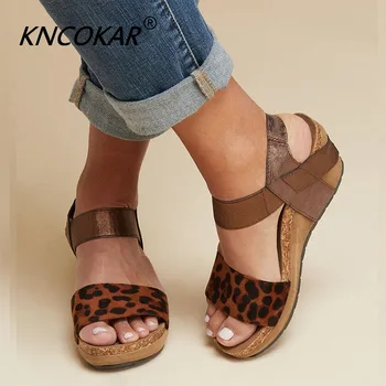 De verano Nuevo Estilo de las Mujeres Zapatos Casual Comodidad de Cuña, Con Gruesas Sandalias Multi-Color Opcional de Gran tamaño 34-43