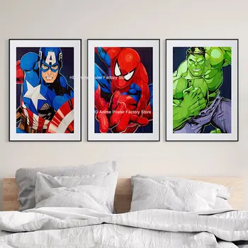 Disney Marvel Avengers Póster De Capitán América Spiderman Hulk Lienzo De Pintura De La Pared De Las Impresiones Del Arte Habitación De Los Niños De La Decoración Mural De Fotos