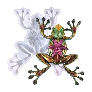 DIY 3D Dos de Dragón de Cristal de Resina Epoxi Molde Semi-estereoscópica de Pascua Rana Animal de moldes, los Moldes de Silicona Molde de Fundición de Decoración para el Hogar