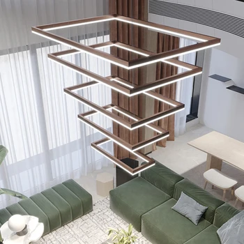 Dúplex planta araña escalera villa moderna simple Nórdicos ingeniería salto piso giratorio sala de estar lámpara de techo