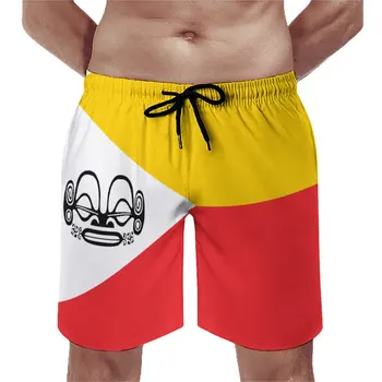 El Anime de los Hombres pantalones Cortos de Playa de Bandera de Islas Marquesas Suelto Tramo Causal Premium Masculina pantalones Cortos Casual Cordón Ajustable Breatha