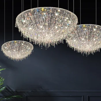 El estilo italiano de luz de cristal de lujo espumoso de araña de la casa sala de estar de alta gama villa hotel restaurante atmosférica circular ch