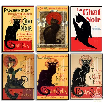 El Gato Negro Lienzo de Pintura Tournee Du Chat Noir Le Chat Noir Cartel de la Pared de Impresión del Arte de la Imagen para la Sala de estar Decoración del Hogar, de Regalo