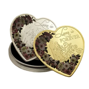 En Forma de corazón de la Moneda Conmemorativa Amor Es para Siempre Coleccionables para el Amante de la Colección de la Boda tienda de Regalos