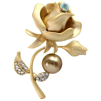 Encanto Simulado de perlas Broche Pin Rhinestone Rosa Flores de Alto grado de Shell Broches para las Mujeres Traje de Sombreros Accesorios XZ083