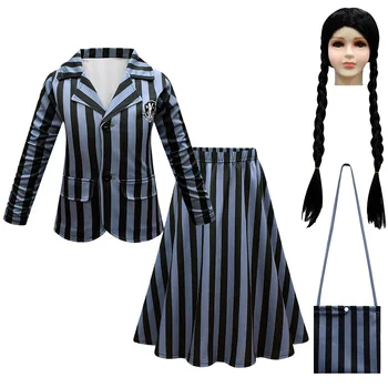 Familia Addams Disfraz De Halloween Chicas Miércoles Addams Luisa Ortega Nevermore Academia Uniforme Cosplay