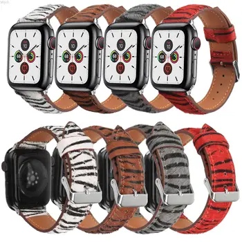 Felpa Zebro Impresión de la Correa de Cuero para Apple venda de Reloj de la Serie 7 6 SE 5 4 3 Pulsera de 41 mm 45 mm 40 mm 44 mm 42/38 mm para el iWatch Cinturón