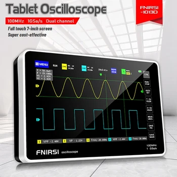 FNIRSI-1013D Tableta Digital Osciloscopio de Doble Canal de 100M de ancho de Banda de Frecuencia de Muestreo de 1GS Mini Tableta Portátil Osciloscopio Digital